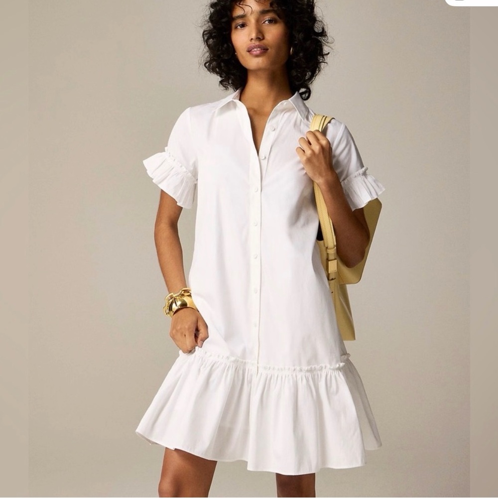J. Crew White Ruffle Mini Dress